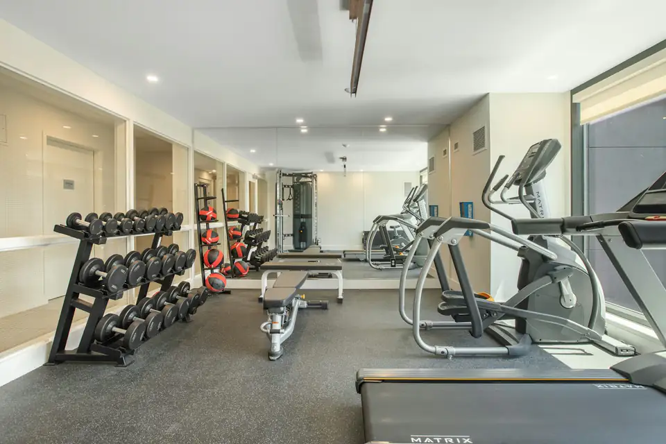 Garden gym with dumbbells and equipment, a gym idea for Ponteland homes