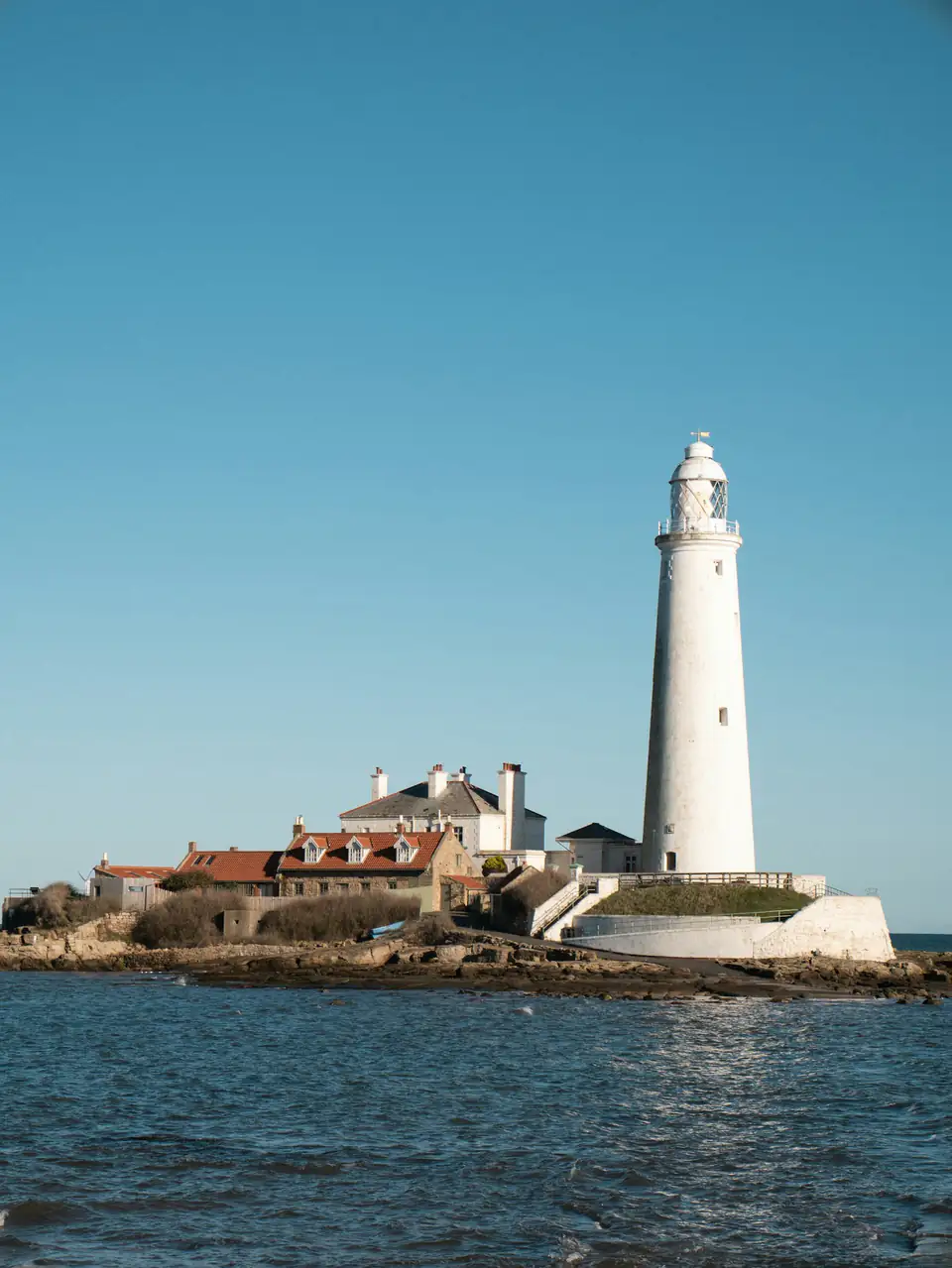St Mary's Lighthouse on its island off the coast at Whitley Bay
