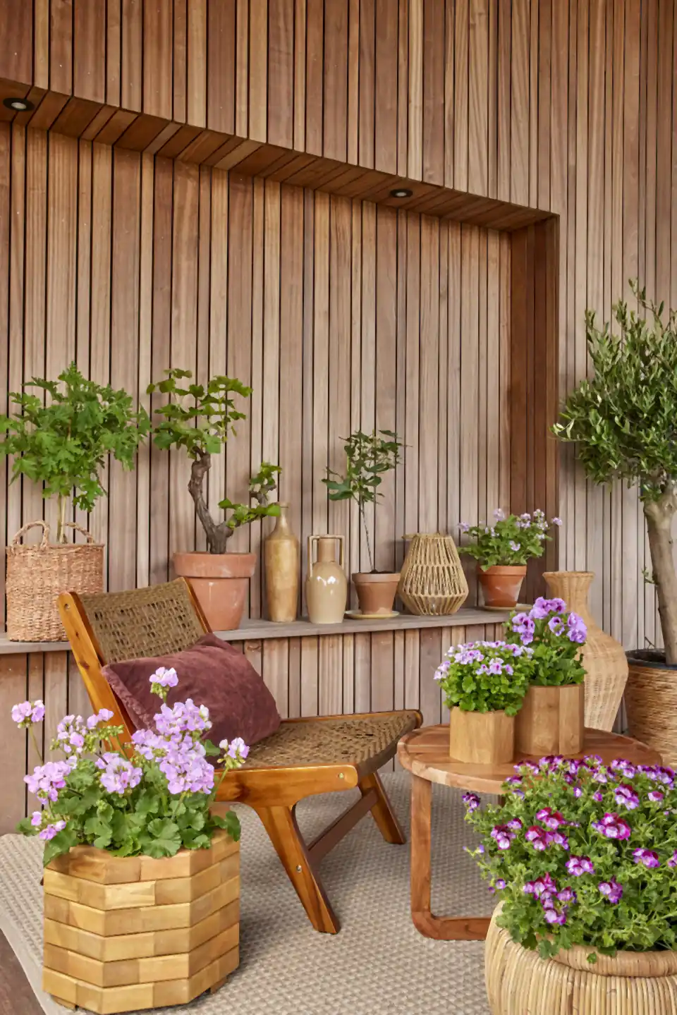 Timber wall with planters, an outdoor living idea for Whitley Bay gardens